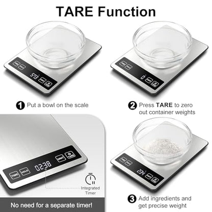 Fuzion Food Kitchen Scale 22lb/0.1oz - Food Scale 7 Units, Tare & Timer