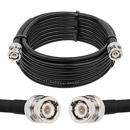 MOOKEERF BNC Cable - 15FT RG58 50 ohm Male to Male Coax Cables Low Loss BNC Extension Coaxial Cable with for Antennas, RF Radios, Modems, Oscilloscopes, Spectrum, etc (Black) - size: 15FT