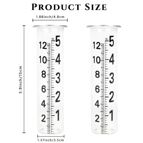 5'' Capacity Rain Gauge Replacement Tube Glass, 2 Pcs - color: 5‘’ Glass Tube