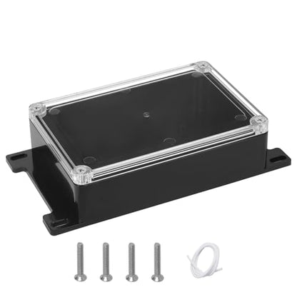 Project Box IP65 Waterproof ABS Plastic Electrical Junction Box with Clear Cover Enclosure with Fixed Ear, Black 5.9"x 3.9"x 1.7"(150x100x44mm)(Pack of 1) - color: 1 pack, size: 5.9"x 3.9"x 1.7"