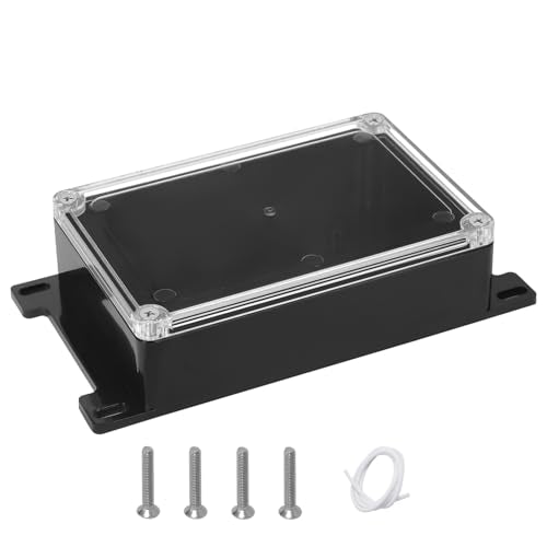 Project Box IP65 Waterproof ABS Plastic Electrical Junction Box with Clear Cover Enclosure with Fixed Ear, Black 5.9"x 3.9"x 1.7"(150x100x44mm)(Pack of 1) - color: 1 pack, size: 5.9"x 3.9"x 1.7"