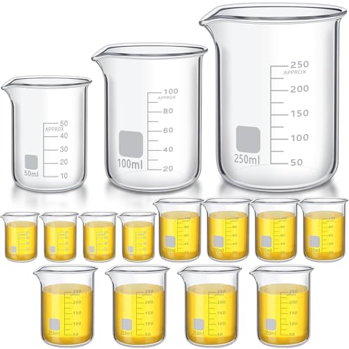 Tanlade 12 Pcs Glass Lab Beakers, Borosilicate Graduated, 50ml,100ml,250ml - size: 50ml,100ml,250ml