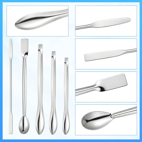 Lab Spatula, 7 Pcs Stainless Steel Lab Spoon Spatula/Sampling Spoons/Mixing Spatulas (3 Styles, Arrow-Shaped/Flat-End/Spoon-Shaped)