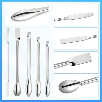 Lab Spatula, 7 Pcs Stainless Steel Lab Spoon Spatula/Sampling Spoons/Mixing Spatulas (3 Styles, Arrow-Shaped/Flat-End/Spoon-Shaped)