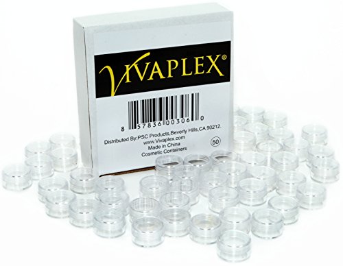 Vivaplex, 50, Clear, Empty, 5 Gram Plastic Pot Jars, Cosmetic Containers. - size: 50 Count (Pack of 1)