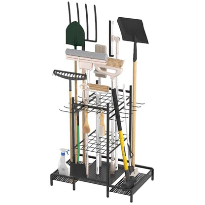 Organizer Yard Tool Storage Rack,Garden Organizer,Steel Yard Tool Racks To Store Long-Handled Tools,Tool Holder For Garden,Shed,Outdoor,Black - style: Medium