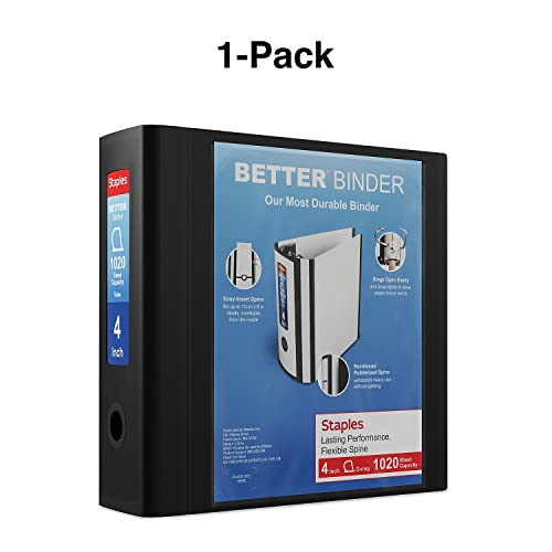 Staples Better 4-Inch D-Ring View Binder, Black, Reinforced Spine - color: Black, size: 4-Inch