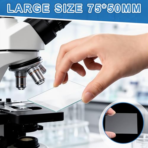 Sosation 200 Pcs Pre-Cleaned Glass Microscope Slides 75 x 50 mm/3" x 2" High-Transparency Microscope Slides for School Laboratories Professional Biological Observation