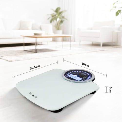 EILISON 2-in-1 Digital & Analog Bathroom Scale, 400 lbs, Large Display - color: White