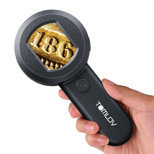 TOMLOV P10 Microscope for Adults Kids, Handheld Coin Magnifier with Light - color: Black