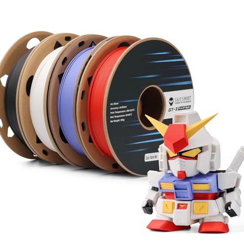 SainSmart GT-3 High-Speed Matte PLA Filament Pack, 4.4lbs (2kg), 3D Printer Filament Bundle Multicolor, 1.75mm 500g X 4 Spools in Total High Flowability Spiderman Color- Black, White, Red, Cobalt Blue - color: Spiderman Color- Black, White, Red, Cobalt Bl