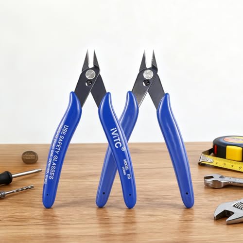 2 Pack Micro Wire Cutters, 5“ Mini Flush Cutter, Sharp Small Cutting Pliers