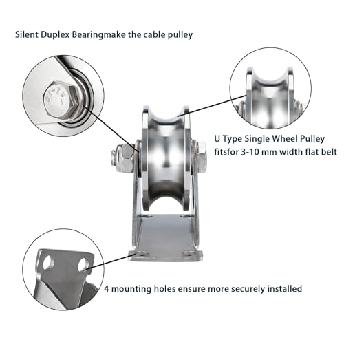 Heavy Duty Large 68 mm Pulley Wheel, Duplex Bearings Inside, Wall Mounted Industrial Rope Pulley for Lifting, 1 Pack - size: 68mm_1 PCS