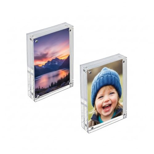 Azar Displays 104433-2PK Acrylic Photo Frame Magnetic 4x6, 2-Pack - size: 4x6 (2-Pack)