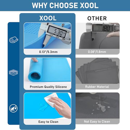 XOOL Heat Resistant Soldering Mat - Blue Magnetic Silicone Work Mat with Scale Ruler and Screw Position, Silicone Soldering Repair Mat for Soldering, Phone, Laptop, Tablet, Watch Repair(13.8''×9.8'') - color: Blue-small