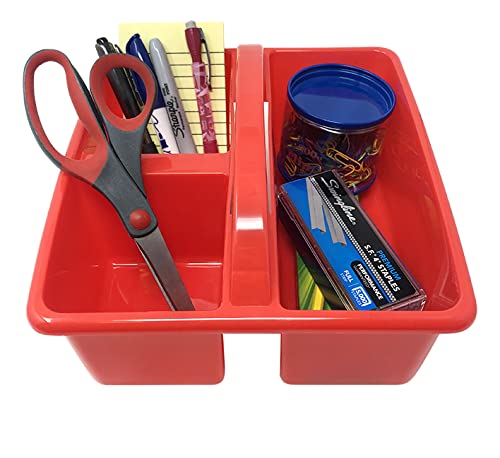 Podzly Classroom Caddy Organizer - Pack of 6 with 3 Compartments and Handle - Ideal Table Caddy for Classroom Supplies in Kindergarten - Classroom Storage Bins for Art and Craft Teachers