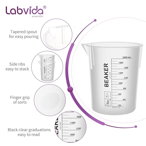 2000ml Autoclavable Stackable Plastic Beakers, LVB017 - style: 1pcs of 2000ml
