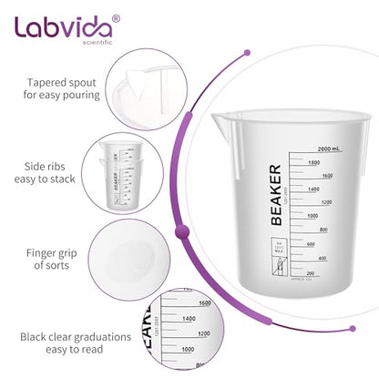 2000ml Autoclavable Stackable Plastic Beakers, LVB017 - style: 1pcs of 2000ml