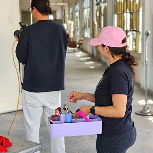 2 PACK Portable DIY 8 Dividers Durable Plastic Tote Tool & Supply Cleaning Caddy with Handle Made In USA (Lavender) - color: Lavender