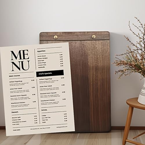 13.39×9.45 Inch Solid Walnut 2‑in‑1 Menu Clipboard, Vertical Display Sign - size: A4 Vertical Version