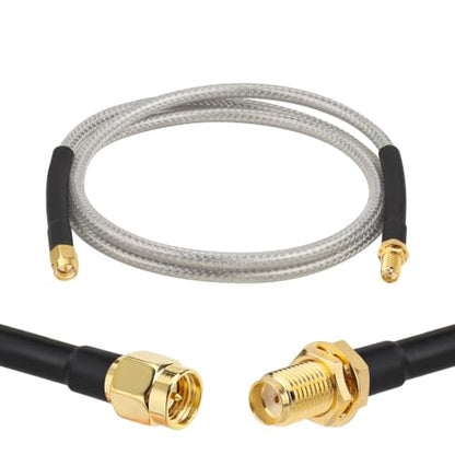 XRDS -RF Low Loss RG58 Coaxial Cable 3FT, SMA Male to SMA Female Bulkhead Extension Cable, Solid Copper 50 Ohm RF Wire for WiFi Antenna Router, 4G LTE Gateway - size: 3FT