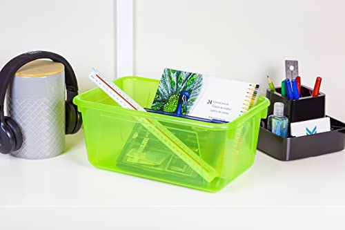 Storex Small Cubby Bin, 12.2 x 7.8 x 5.1 Inches, Candy Green, 5-Pack (62477U05C) - color: Tint Green, style: Bin Only
