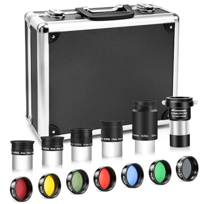 Astromania Telescope Eyepiece Set, 14 Piece Telescope Accessory Kit 1.25" - size: 1.25 Inch
