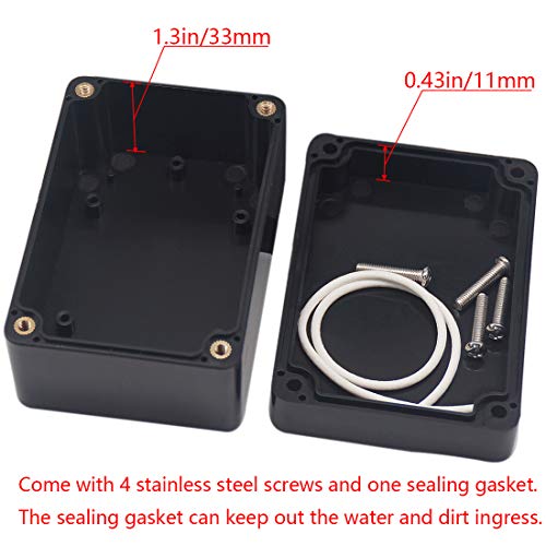 2pcs Project Box ABS Black Electrical Boxes IP65 Outdoor Waterproof Box Electronic Junction Box Power Enclosure with Cable Glands for DIY Project 3.94 x 2.68 x 1.97 inch (100x68x50mm) - size: 3.94"x2.68"x1.97"(2Pcs)Cable Gland