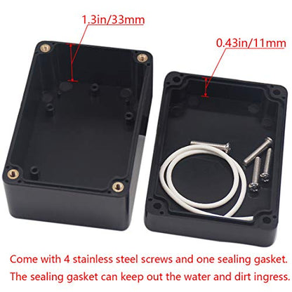 2pcs Project Box ABS Black Electrical Boxes IP65 Outdoor Waterproof Box Electronic Junction Box Power Enclosure with Cable Glands for DIY Project 3.94 x 2.68 x 1.97 inch (100x68x50mm) - size: 3.94"x2.68"x1.97"(2Pcs)Cable Gland