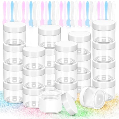 32 Pack 20g Clear Plastic Jars Containers, 20ml Travel Size Makeup Container Jars with Lids, Small Round Cosmetic Pot Jar for Cosmetic Cream Lip Balm Salve Sample Beauty Lotion,White Lid - color: White, size: 20g