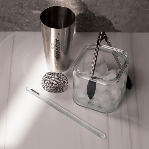 Handmade Iridescent Glass Swizzle Stick – 10.5 Inch Long Cocktail Stirrer & Pitcher Stirring Rod with Platinum Luster Accent - Deluxe Mixology Bar Tool, Canadian Made Luxury Gift