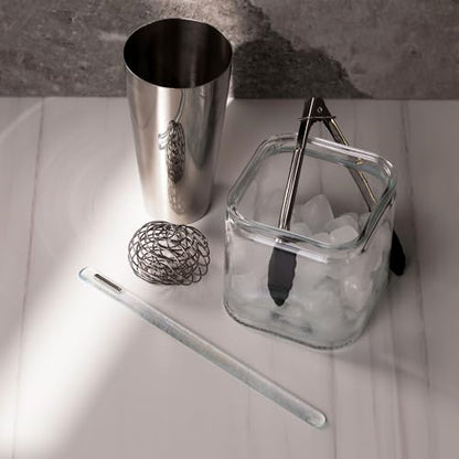Handmade Iridescent Glass Swizzle Stick – 10.5 Inch Long Cocktail Stirrer & Pitcher Stirring Rod with Platinum Luster Accent - Deluxe Mixology Bar Tool, Canadian Made Luxury Gift