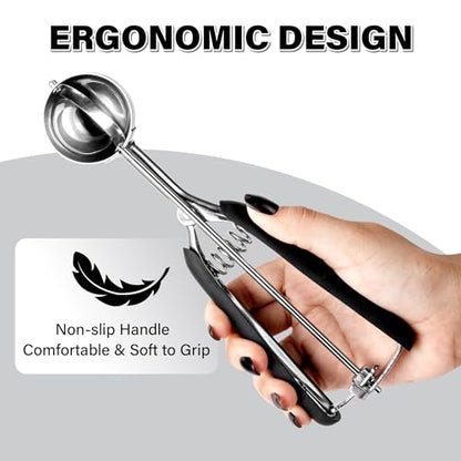 Cookie Scoop 2 Tbsp for Baking, Professional Stainless Steel Ice Cream Scoop 44mm, Melon Baller Muffin Scoop, Good Soft Grips, Quick Trigger Release, 30ml (2 Tablespoon) - size: 2 tbsp (44 mm)