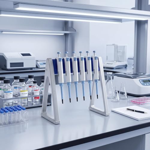 Laboratory Pipette Stand 7-8 Place Pipettor Rack, Stable A Shaped - style: A Shaped, Hold 7-8 Pipettors