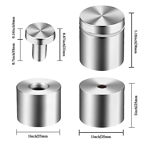 Standoff Screws, Sign Standoffs, Standoff Screws for Acrylic, Advertising Standoff Mount Metal, Sign Mounting Hardware, Sign Standoff Screws, Spacers & Standoffs, Stand Off Wall Mounts(1x1.18 in) - size: 1x1.18 in (12 Pcs)