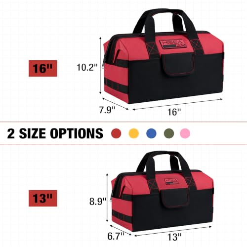 HISEA 3 Pack Heavy Duty Tool Bag, 13-Inch Waterproof Tools Organizer Tote - color: Red, size: 13 Inch