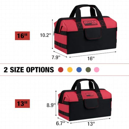 HISEA 3 Pack Heavy Duty Tool Bag, 13-Inch Waterproof Tools Organizer Tote - color: Red, size: 13 Inch