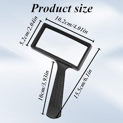 10X Magnifying Glass Rectangle Reading Magnifier Large Handheld Magnifying Glasses Scratch Resistant Glass Lens for Observation Reading Hobbies Nature Exploration Repair(Jumbo Horizontal Viewing Area)