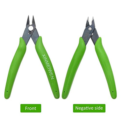 Micro Wire Cutter Flush Cutting Pliers 5Pack Precision Small Side Cutters Wire Snips Plastic Models, Jewelry, Electronics,Green - color: Grass Green, size: 5Pack