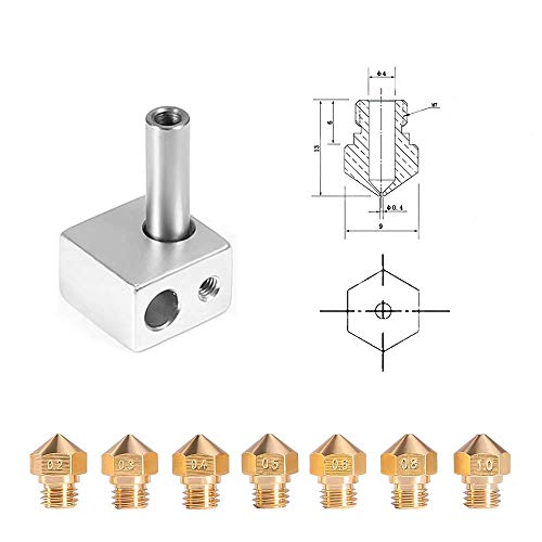 MK10 Nozzle for 3D Printer M7 Thread Brass Extruder Head Hotend Nozzle 1.75mm Filament (10pcs MK10 0.4mm Nozzles) - color: 10pcs MK10 0.4mm Nozzles