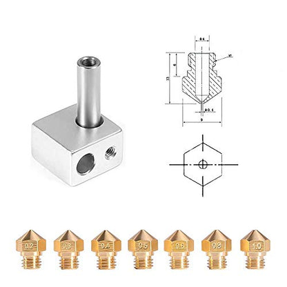 MK10 Nozzle for 3D Printer M7 Thread Brass Extruder Head Hotend Nozzle 1.75mm Filament (10pcs MK10 0.4mm Nozzles) - color: 10pcs MK10 0.4mm Nozzles