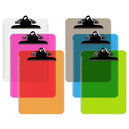 Plastic Clipboard with Spring Clip, Assorted Colors, 6 Pack - style: Spring Clip