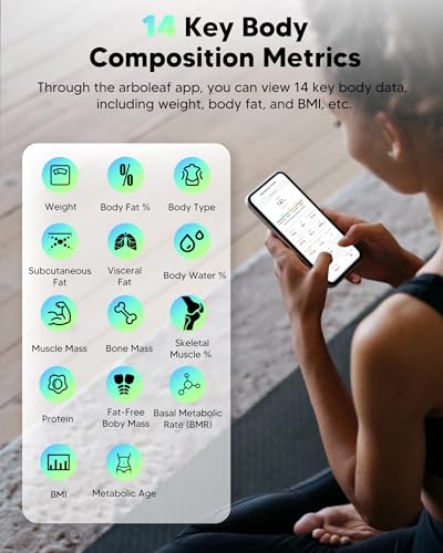 arboleaf Smart Scale for Body Weight and Fat, Digital Bathroom Scale - color: White