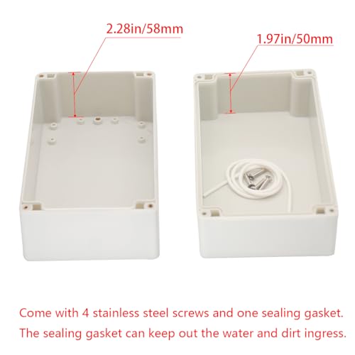 Project Box IP65 Waterproof Junction Box ABS Plastic Electrical Boxes DIY Electronic Project Case Power Enclosure White 7.87x4.72x4.45 inch (200 x 120 x113 mm) - color: White, size: 7.87"x4.72"x4.45"