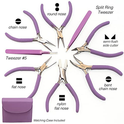 The Beadsmith Fashion Color Pliers, Jewelry Making Supply Set of 8 - color: Purple