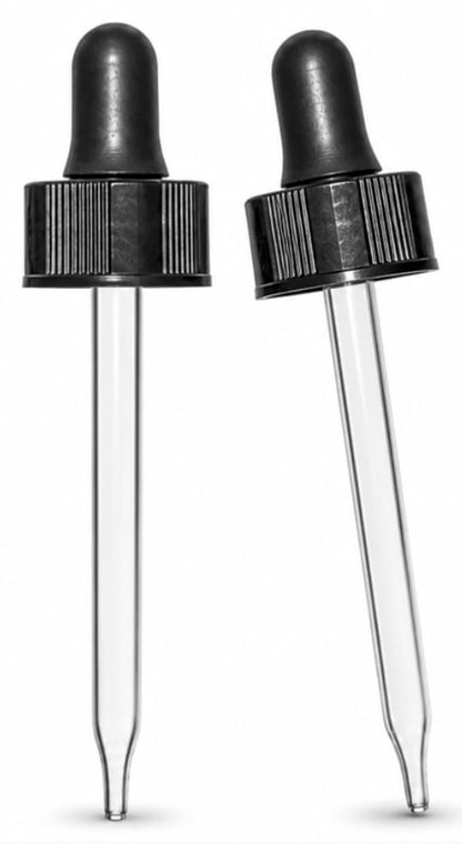 22/400 Black Bulb Glass Droppers with Rubber Bulb Made in USA Pack of 144 - size: 22/400 (7 mm x 108 mm), 144 Caps per Case