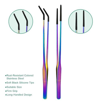 Syn-zer Reptile Feeding Tongs, 10.6" Straight & Curved (Multicolor) - color: Multicolor