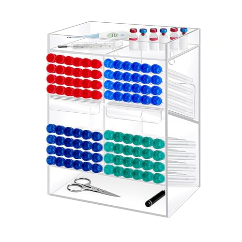 Clear Acrylic Test Tube Rack, 4 Compartments, 2 Trays, Wall or Countertop