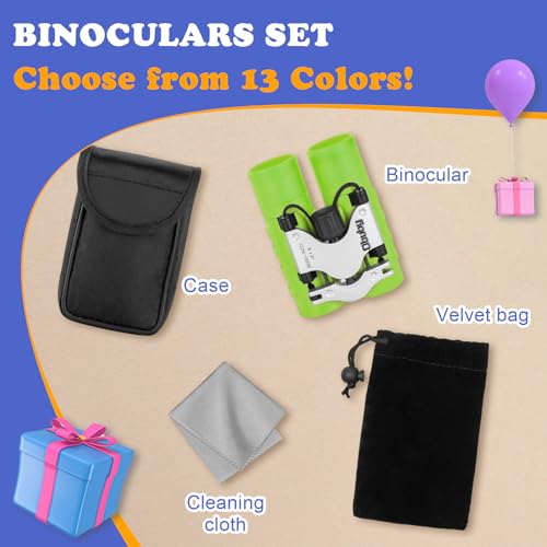 Real Binoculars for Kids Gifts for 3-12 Years Boys Girls 8x21 High-Resolution Optics Compact Toy Binocular for Bird Watching,Travel, Camping - color: Light Green