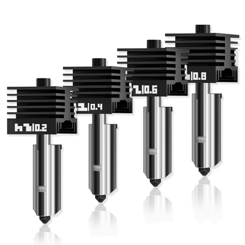 4-Pack X2D/H2S/H2D/H2C/P2S Hotend for Bambu Lab 3D Printer, Quick Swap Hardened Steel Nozzle Assembly 0.2mm 0.4mm 0.6mm 0.8mm for High Speed 3D Printing, Bamboo Extruder Print Head,3D Printer Parts - size: 0.2/0.4/0.6/0.8MM